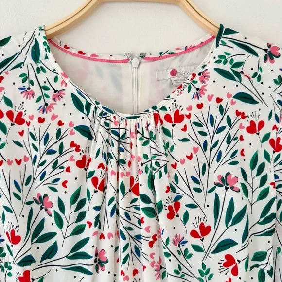 Boden Victoria Midi Dress in Floral Garden Party, Contrasting Belt Size 10 - Picture 4 of 16